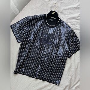 Auth Chanel 23s Sequin CC Logo Top P74612 - Size 44